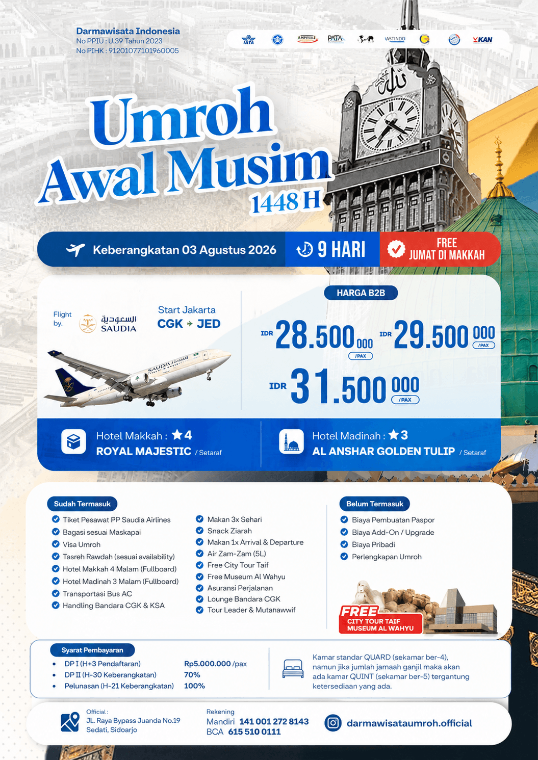 PAKET B2B UMROH9D  by SAUDIA start JAKARTA